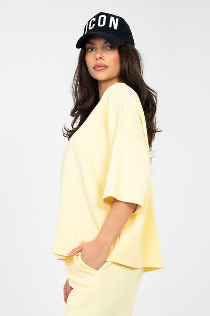   Bluzka Model RV-BZ-A1188.63 Light Yellow - Rue Paris 
