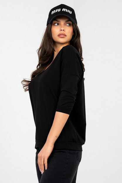   Bluzka Model RV-BZ-A1192.71 Black - Rue Paris 