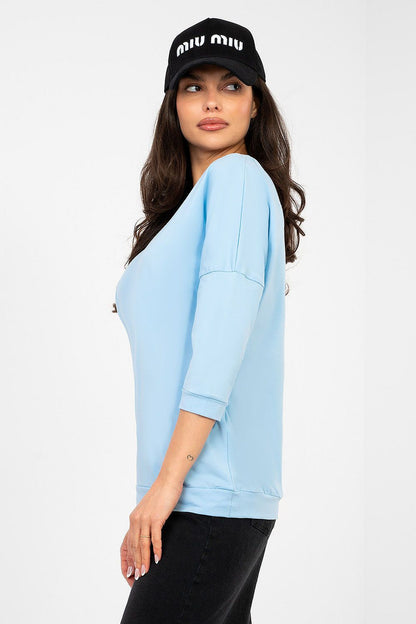   Bluzka Model RV-BZ-A1192.71 Light Blue - Rue Paris 