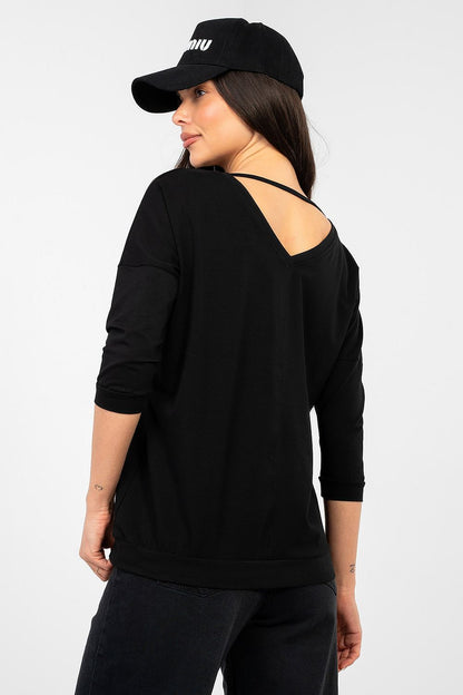   Bluzka Model RV-BZ-A1192.71 Black - Rue Paris 