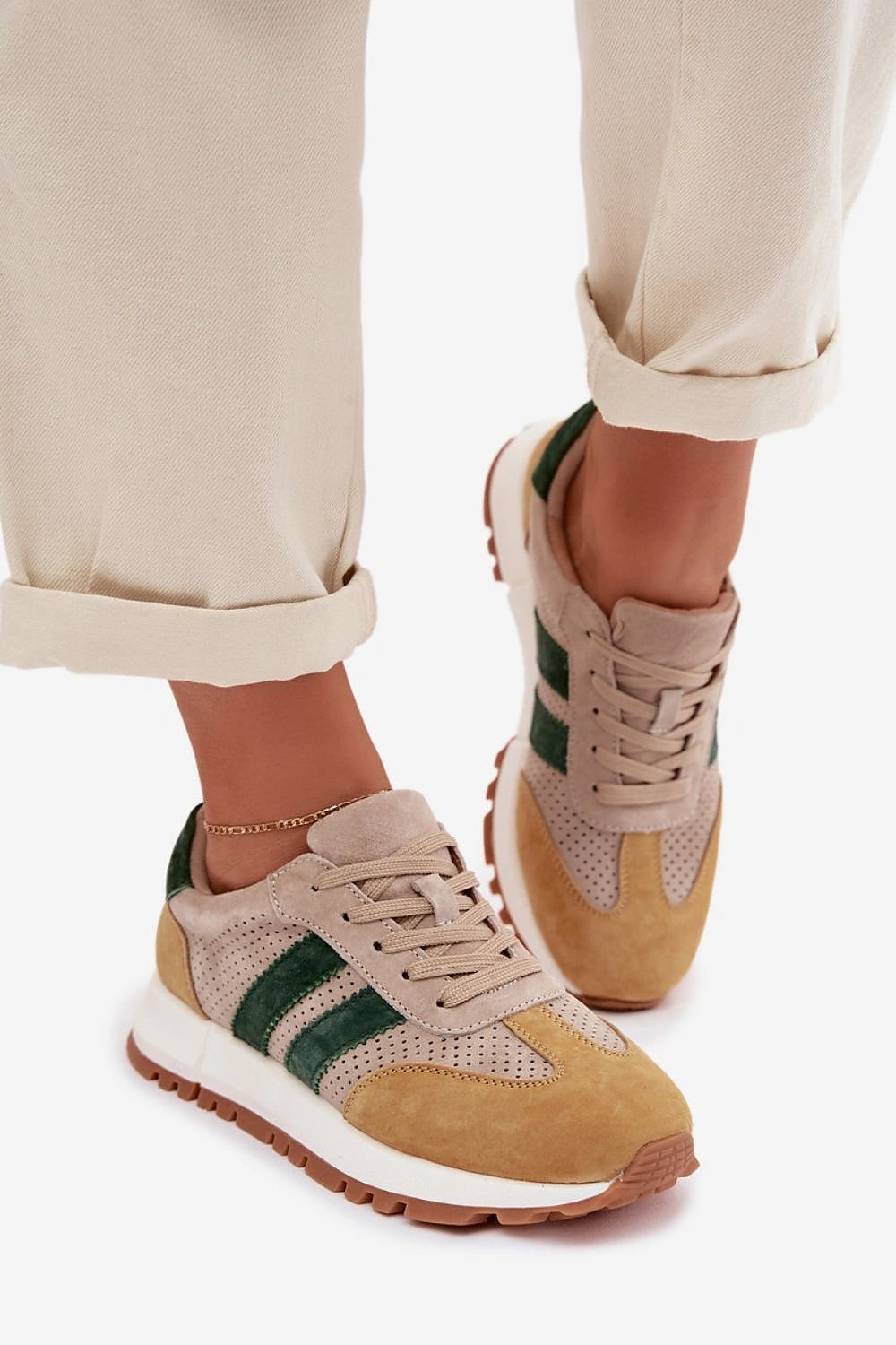   Buty Sportowe Model Marceline 26SP17-03 Beige/Yellow - Step in style 