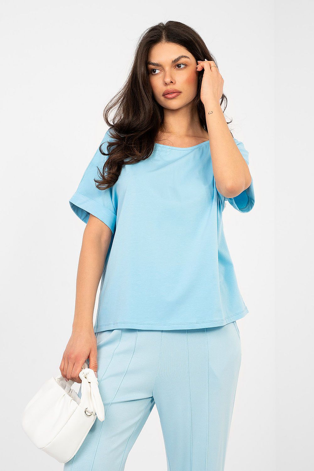   Bluzka Model RV-BZ-A1185.19 Light Blue - Rue Paris 