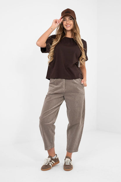   Bluzka Model RV-BZ-A1185.19 Dark Brown - Rue Paris 