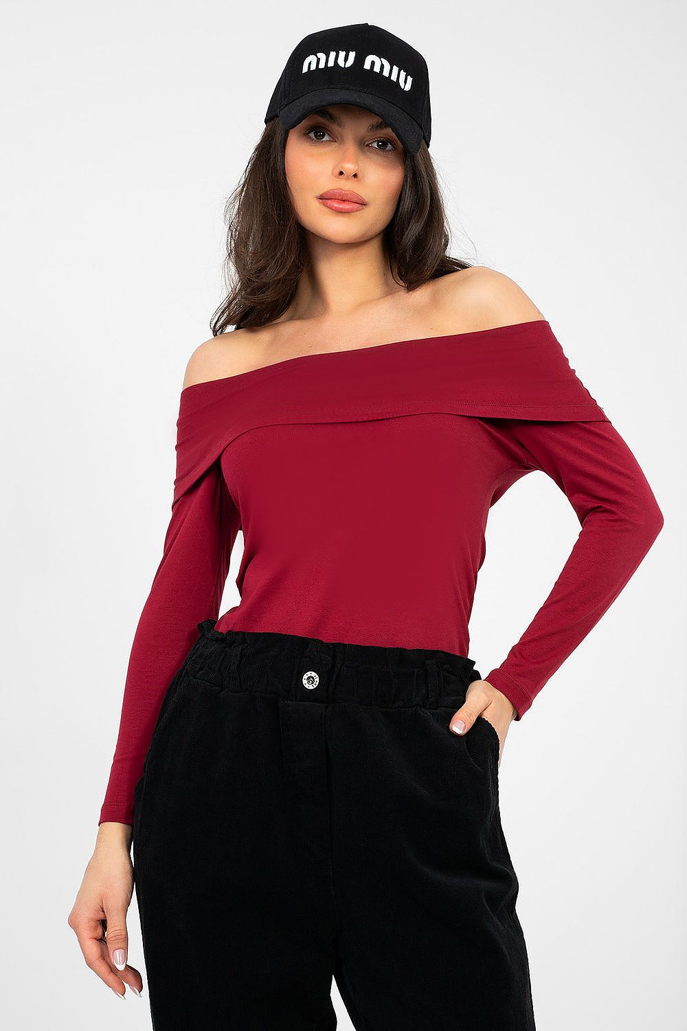   Bluzka Model RV-BZ-A1194.25 Bordo - Rue Paris 
