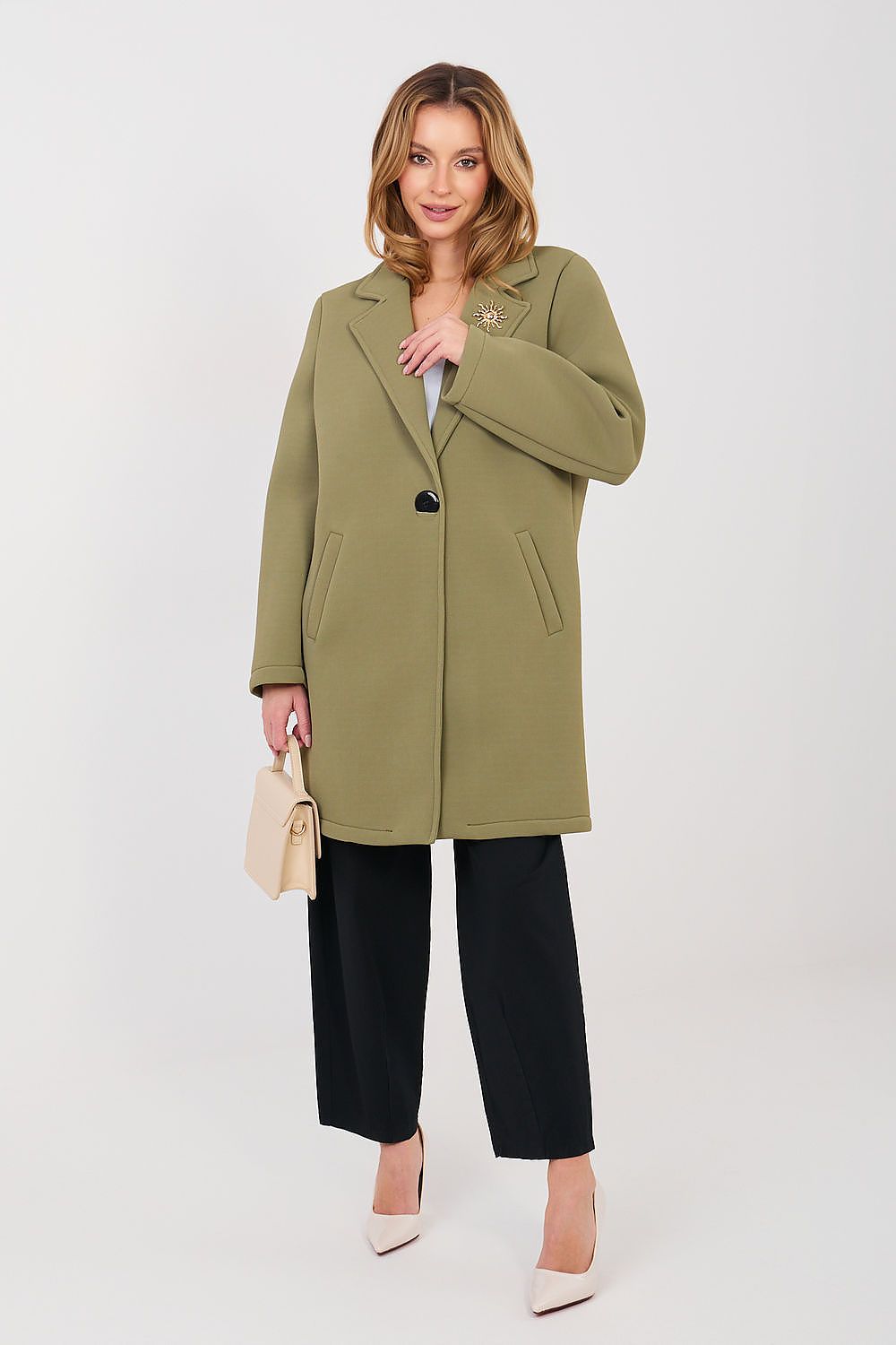  Płaszcz Damski Model IT-PL-FL8153-1.04 Khaki - Rue Paris 