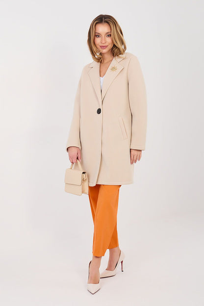   Płaszcz Damski Model IT-PL-FL8153-1.06 Beige - Rue Paris 