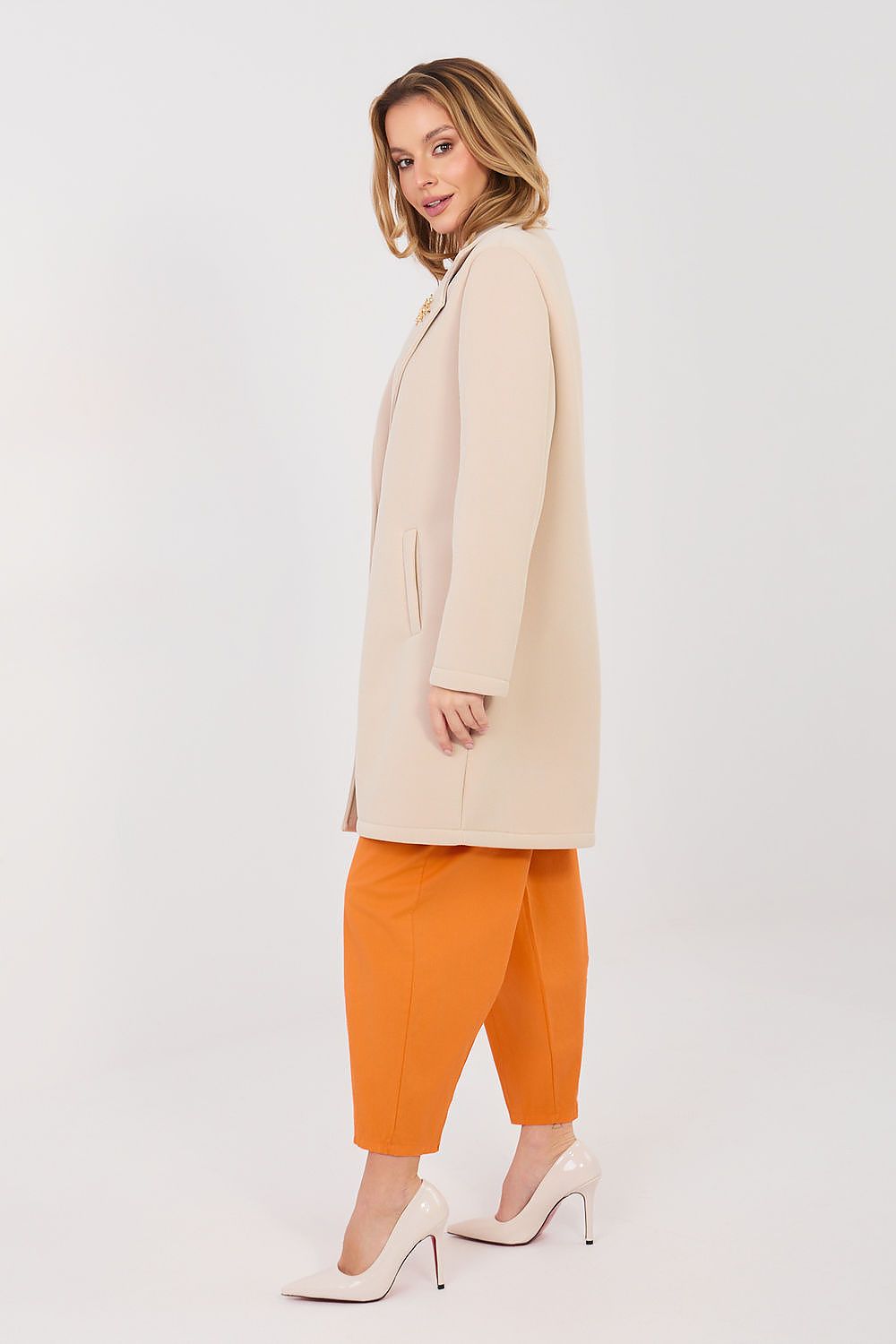   Płaszcz Damski Model IT-PL-FL8153-1.06 Beige - Rue Paris 