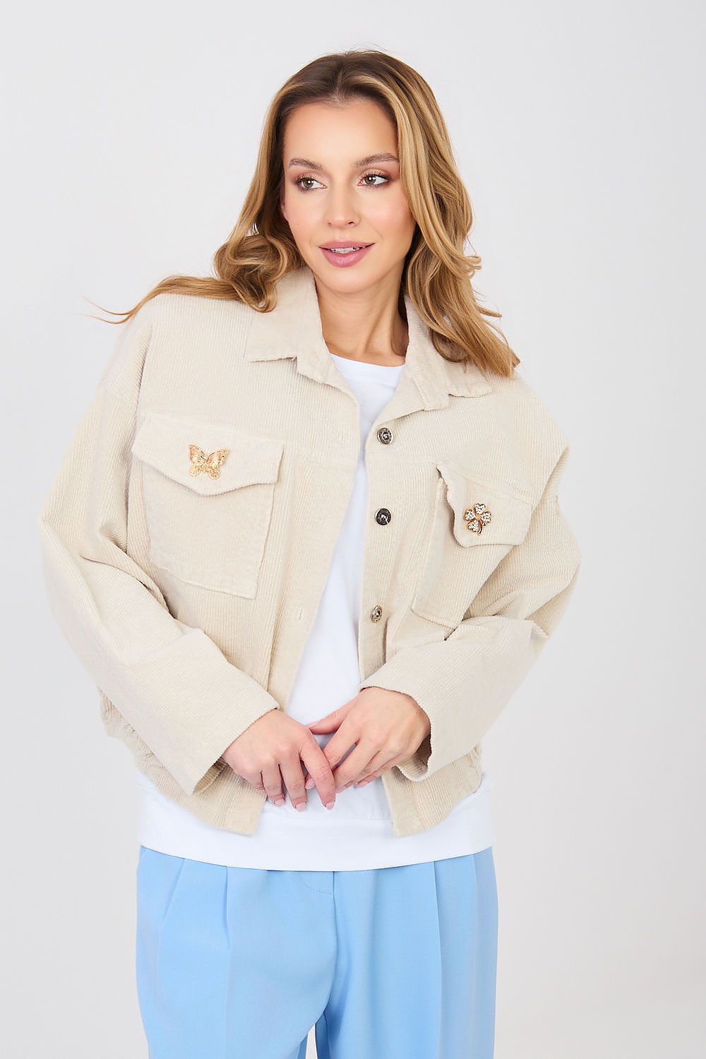   Kurtka Damska Model IT-KR-FL10163.10 Light Beige - Rue Paris 