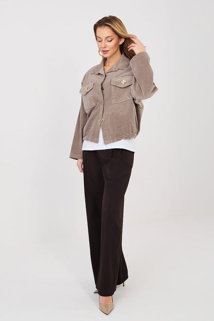   Kurtka Damska Model IT-KR-FL10163.46 Dark Beige - Rue Paris 
