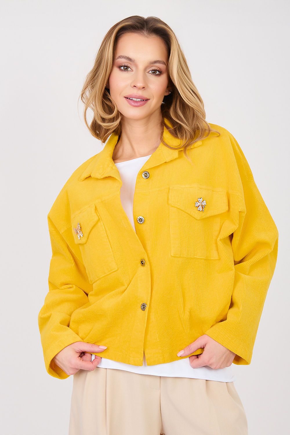   Kurtka Damska Model IT-KR-FL10163.10 Dark Yellow - Rue Paris 