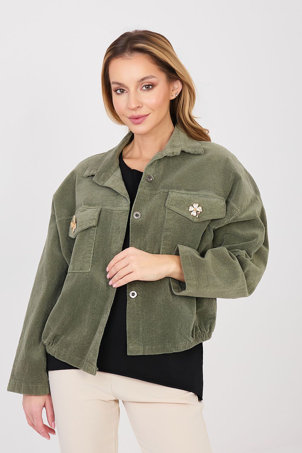   Kurtka Damska Model IT-KR-FL10163.46 Khaki - Rue Paris 