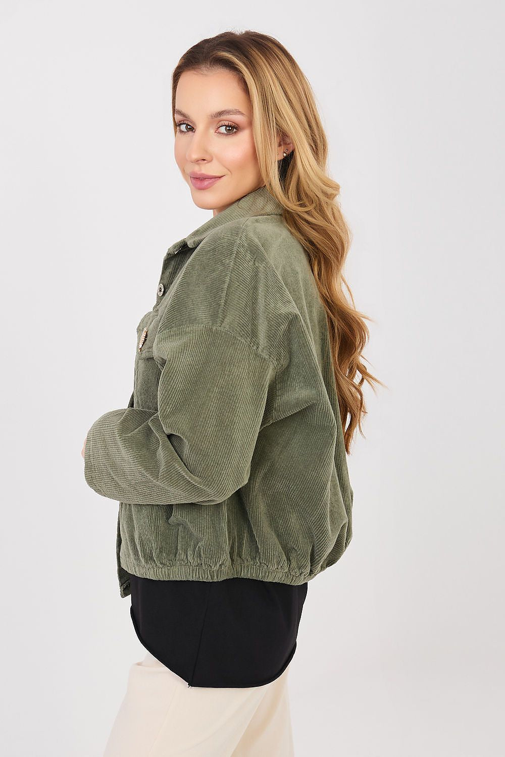   Kurtka Damska Model IT-KR-FL10163.46 Khaki - Rue Paris 