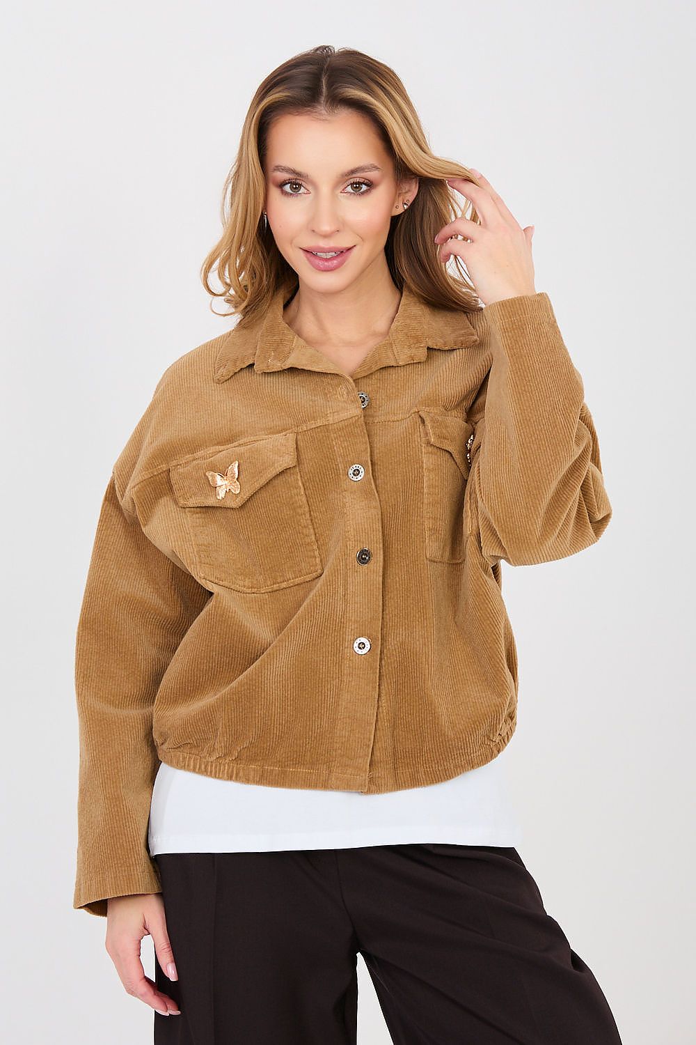   Kurtka Damska Model IT-KR-FL10163.10 Camel - Rue Paris 