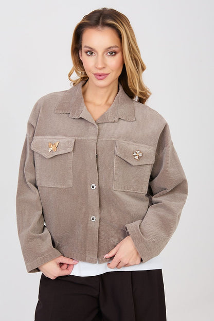   Kurtka Damska Model IT-KR-FL10163.46 Dark Beige - Rue Paris 