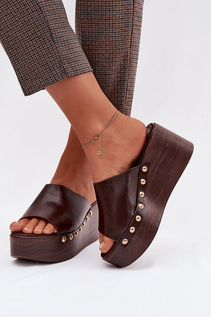  Sandał Klapki Model Farinelle DM486 Czekolada - Step in style 