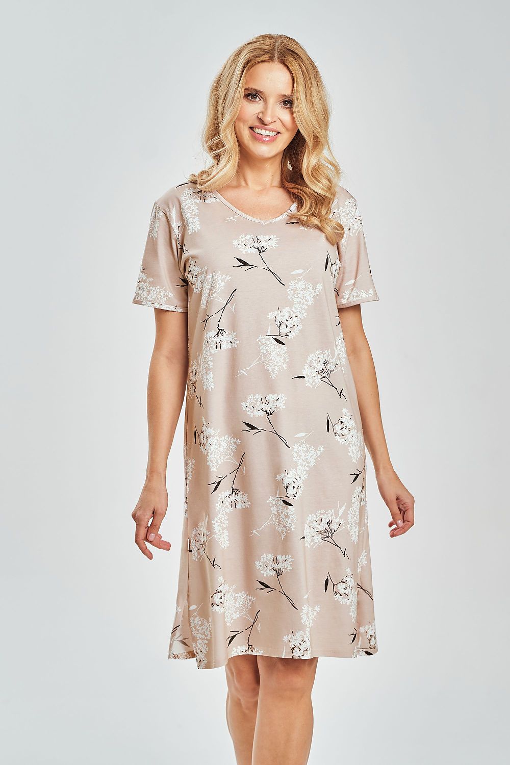  Koszulka nocna Koszula Nocna Model Flora 3538 Light Beige - Taro 