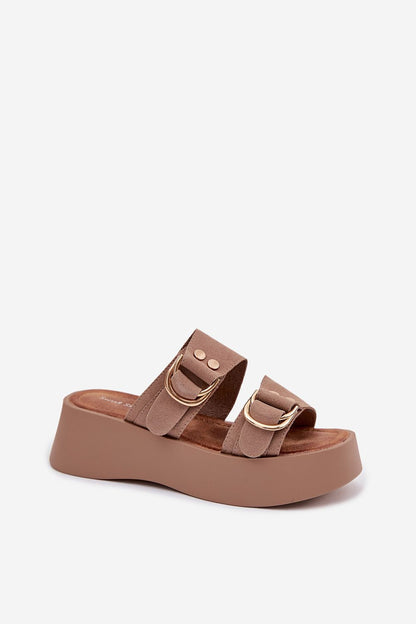  Sandał Klapki Model Nelirae A763 Dark Beige - Step in style 
