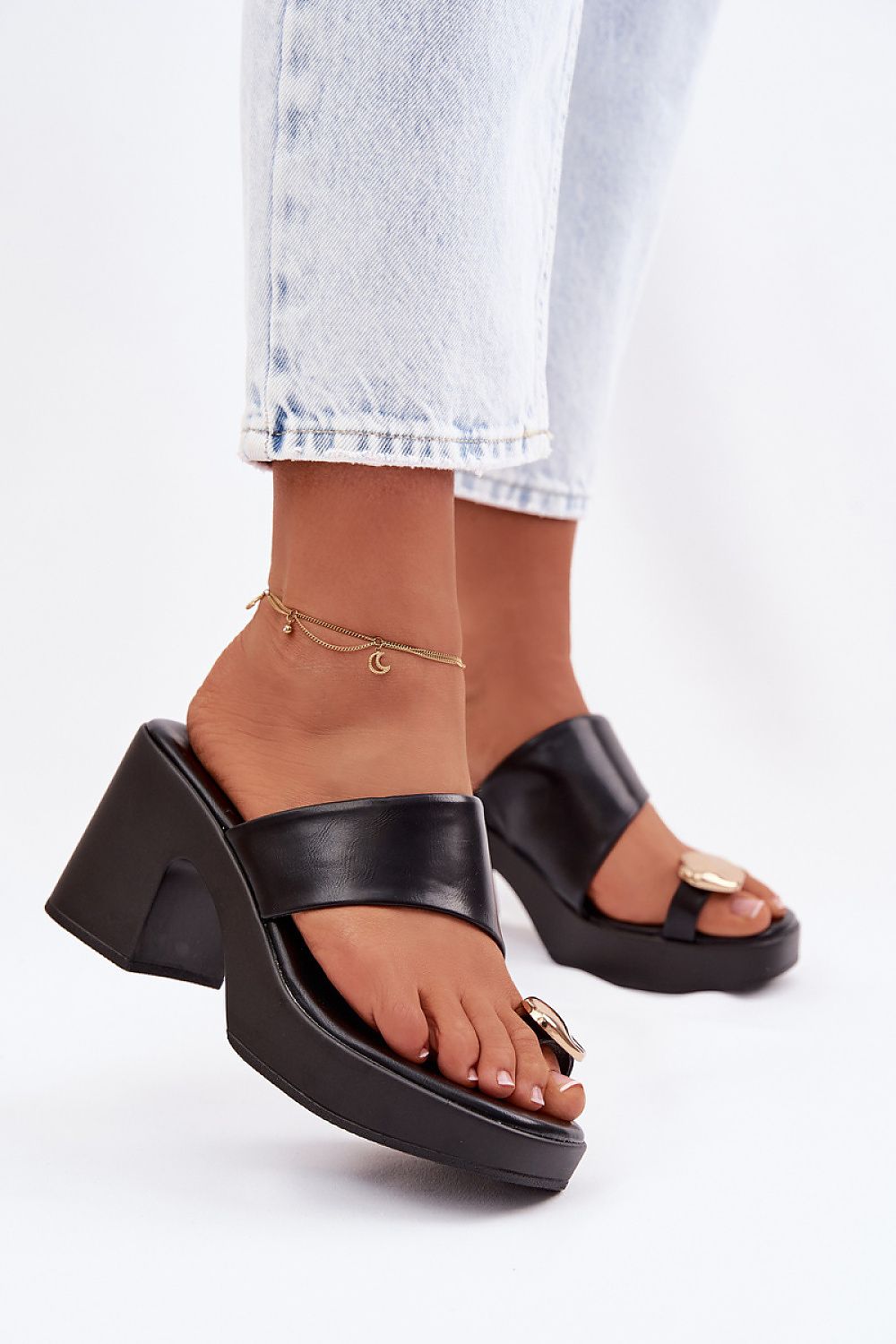  Sandał Klapki Model Sinora YL5050 Black - Step in style 