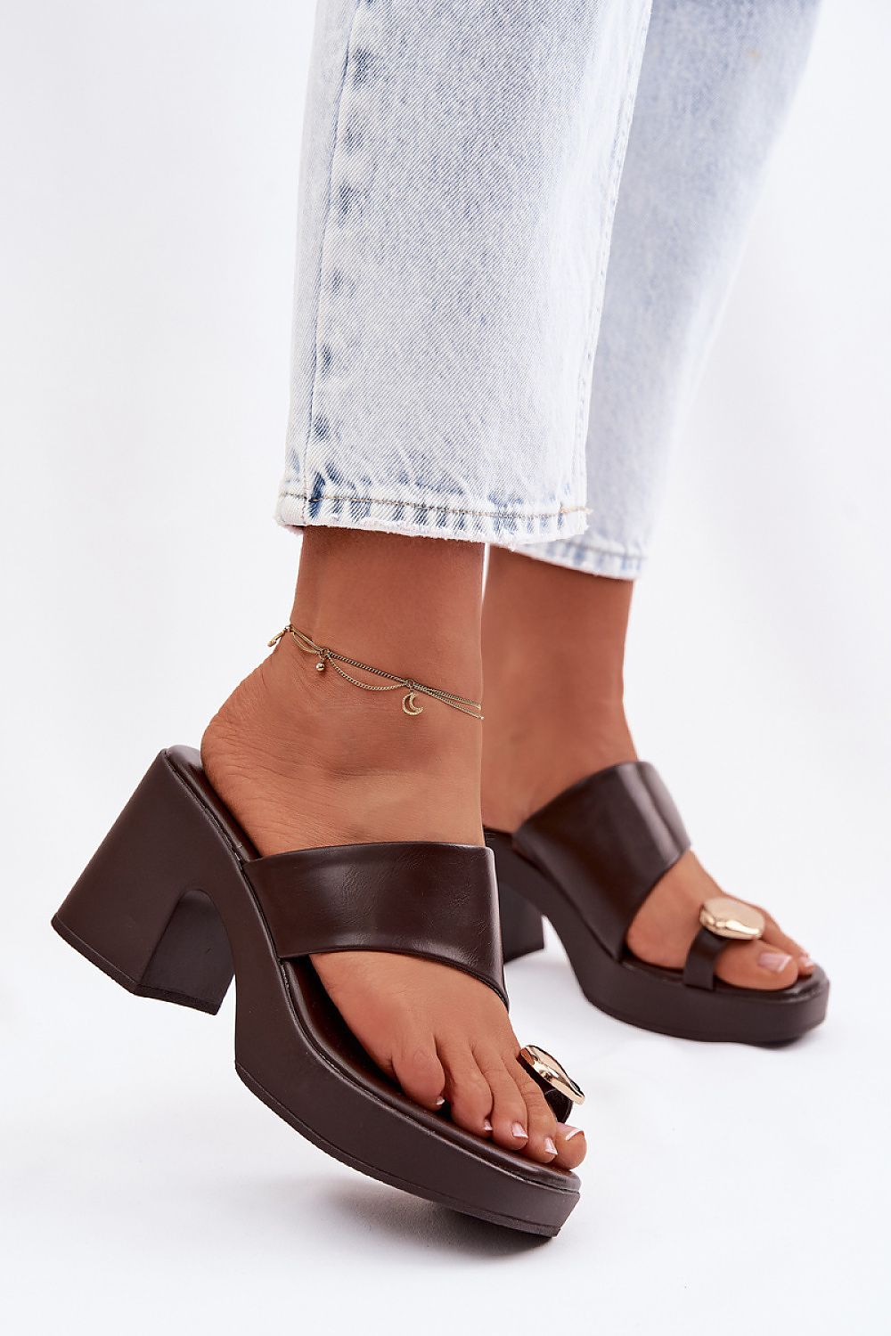  Sandał Klapki Model Sinora YL5050 Czekolada - Step in style 