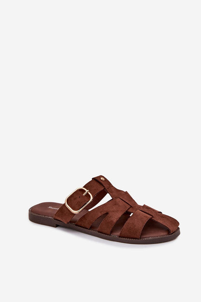  Sandał Klapki Model Elzora 9784 Brown - Step in style 
