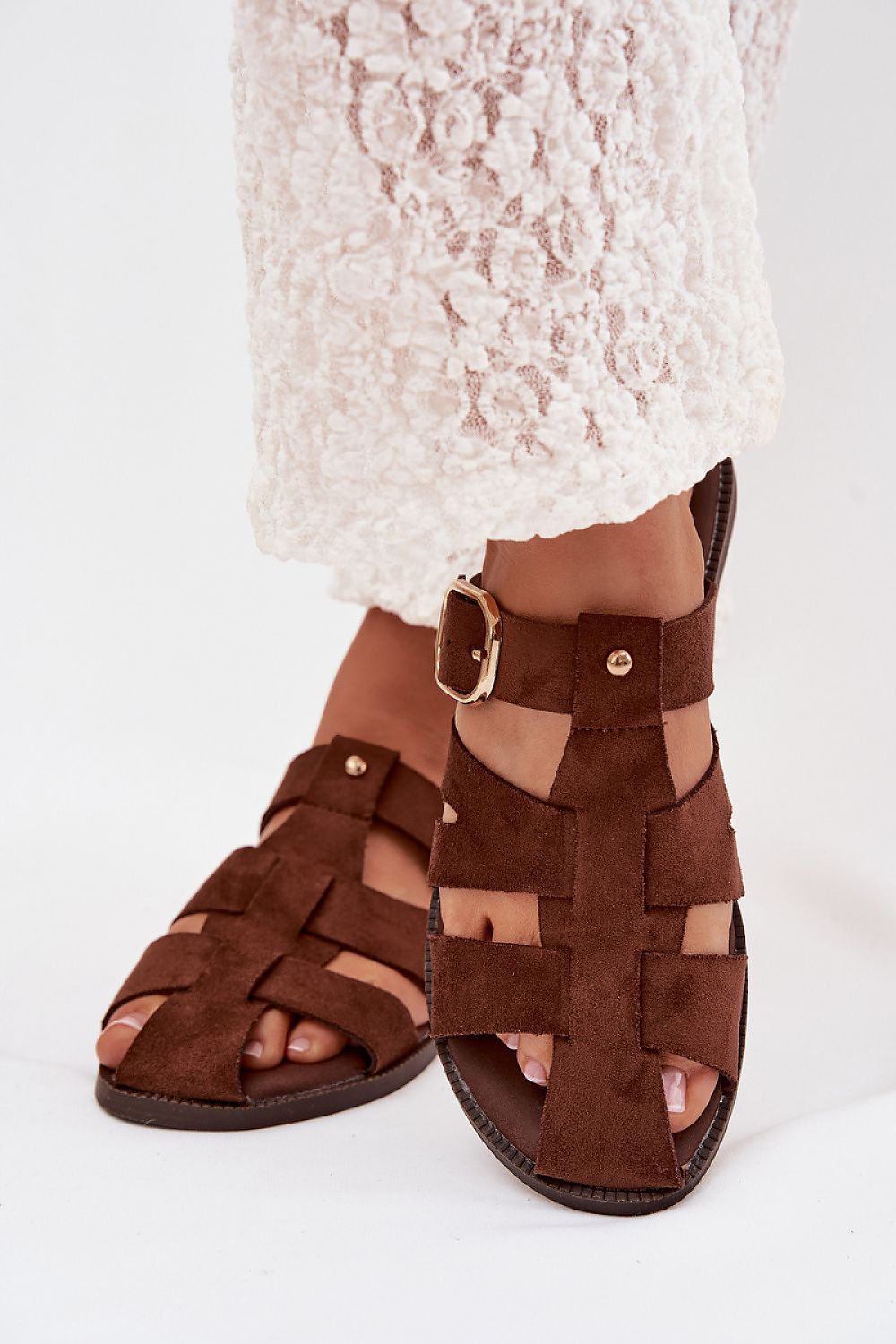  Sandał Klapki Model Elzora 9784 Brown - Step in style 
