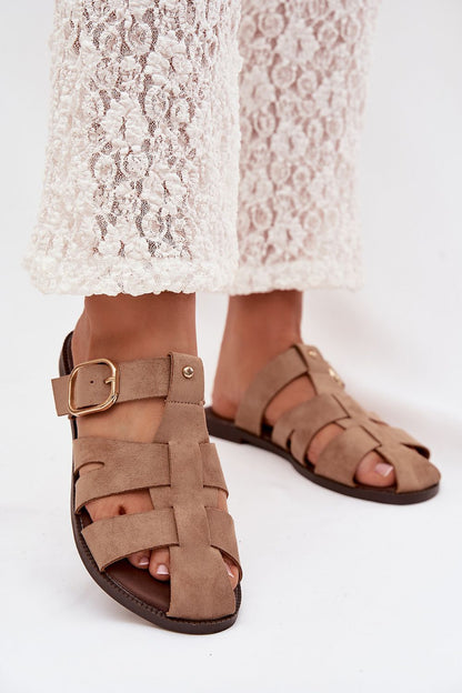  Sandał Klapki Model Elzora 9784 Beige - Step in style 