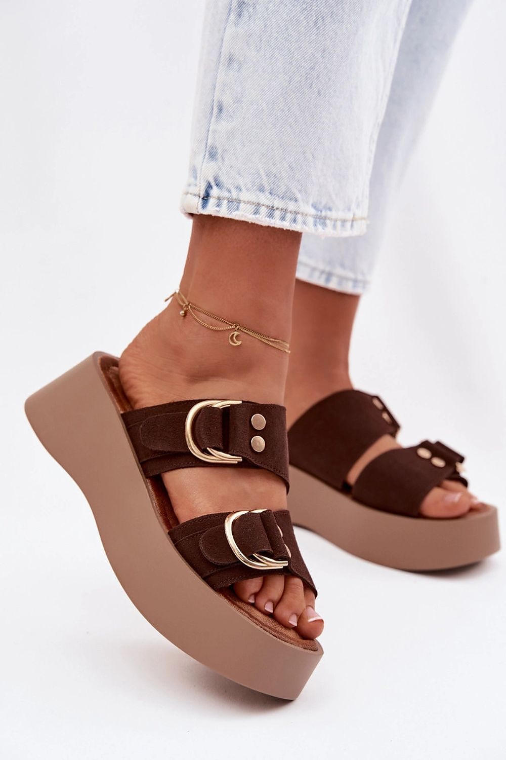  Sandał Klapki Model Nelirae A763 Czekolada  - Step in style 