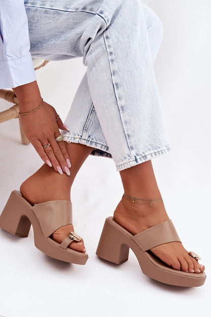  Sandał Klapki Model Sinora YL5050 Dark Beige - Step in style 