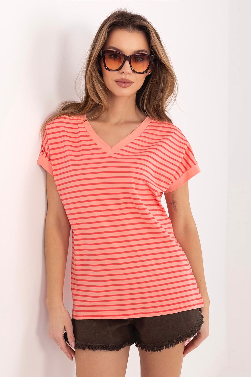   Tshirt Damski Model RV-TS-A1124.90 Brzoskwinia - Relevance 