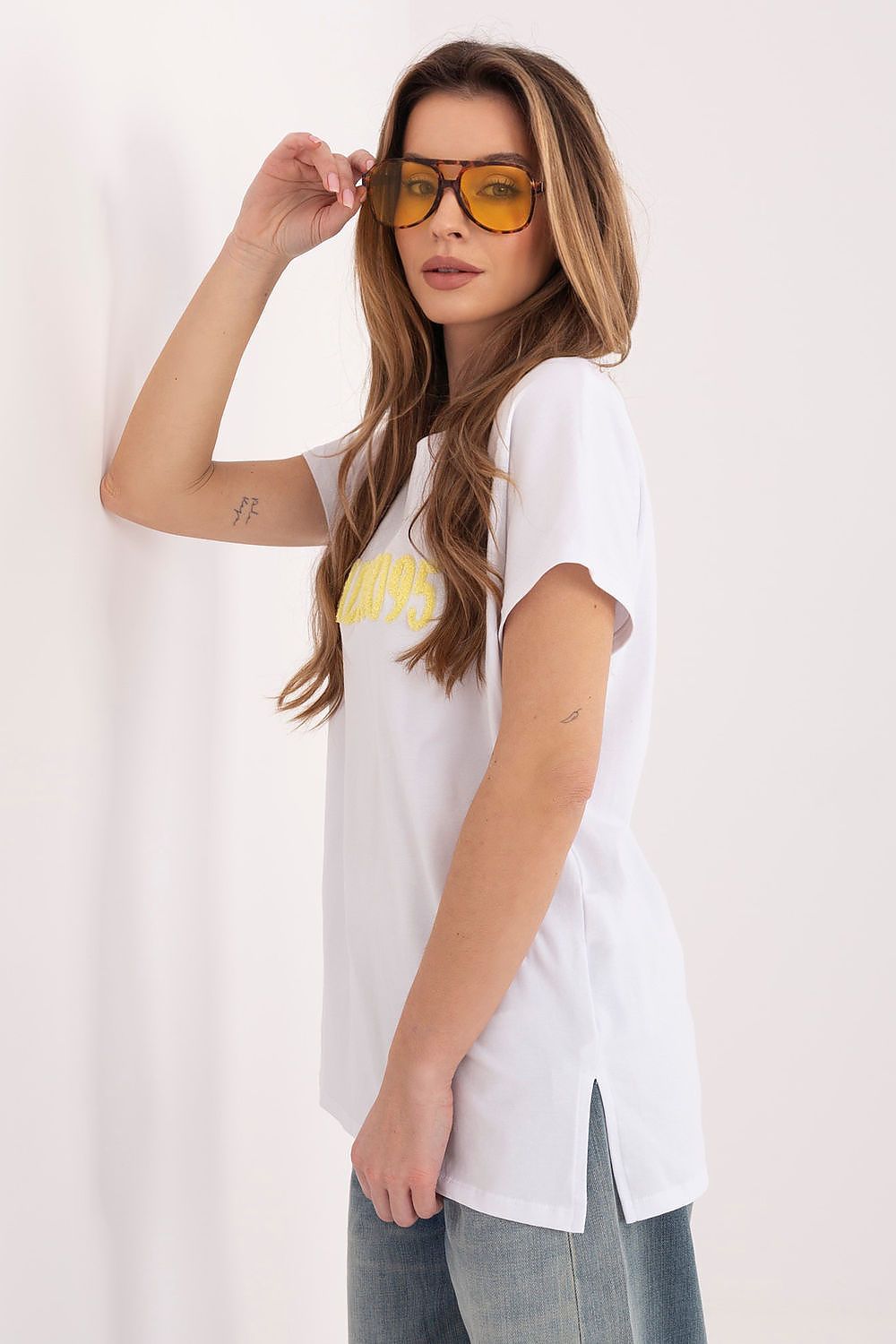   Tshirt Damski Model RV-TS-A1206.84 White/Yellow - Relevance 