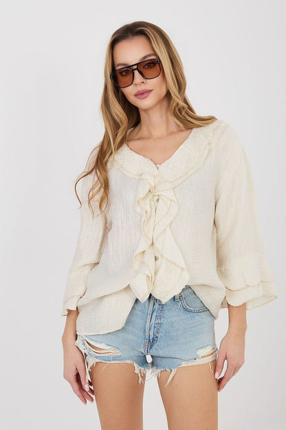  Koszula Damska Model IT-KS-81863.11P Light Beige - Italy Moda 