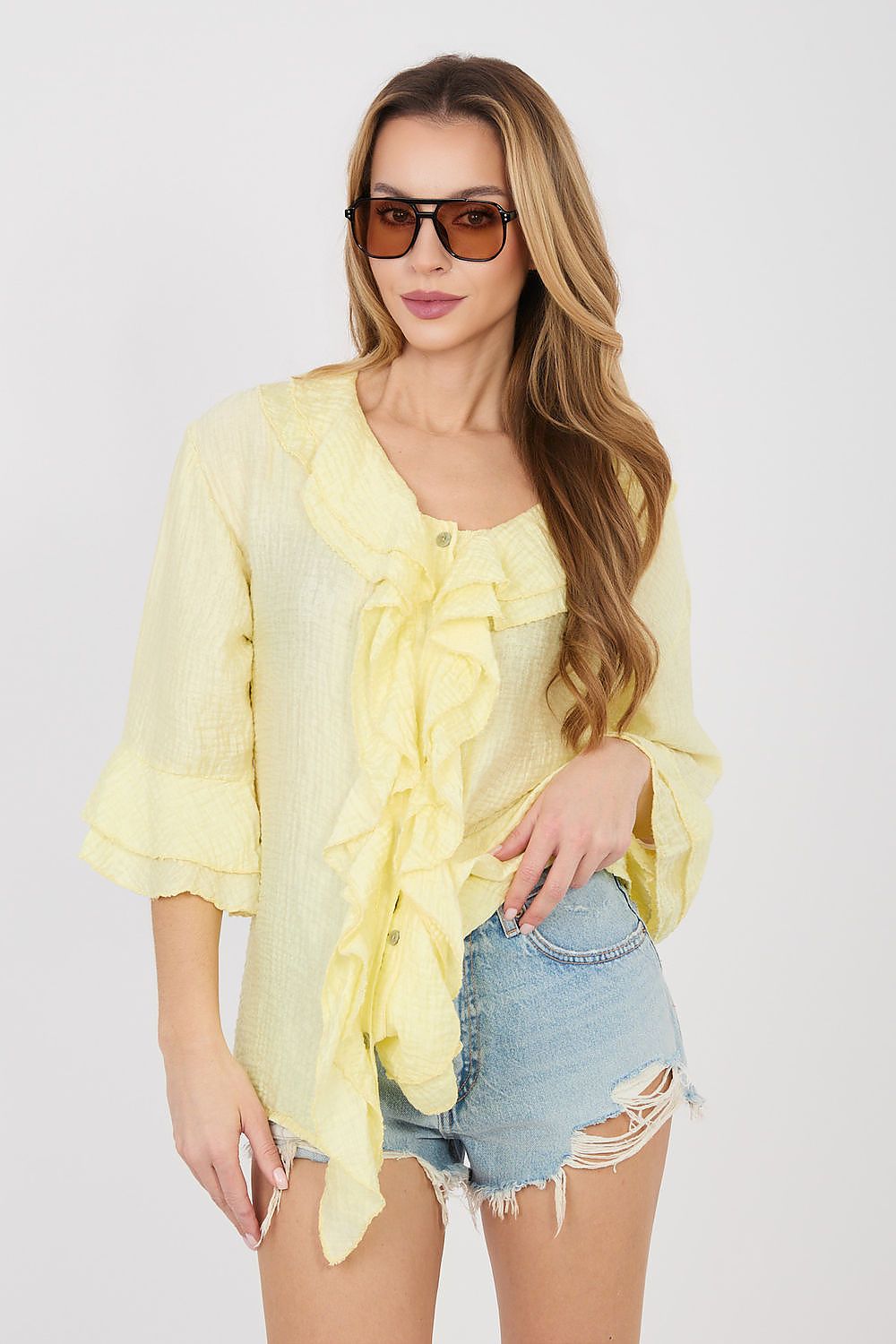   Koszula Damska Model IT-KS-81863.11P Light Yellow - Italy Moda 