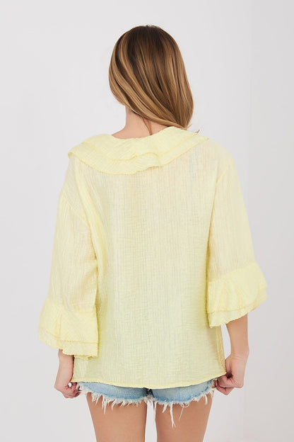   Koszula Damska Model IT-KS-81863.11P Light Yellow - Italy Moda 