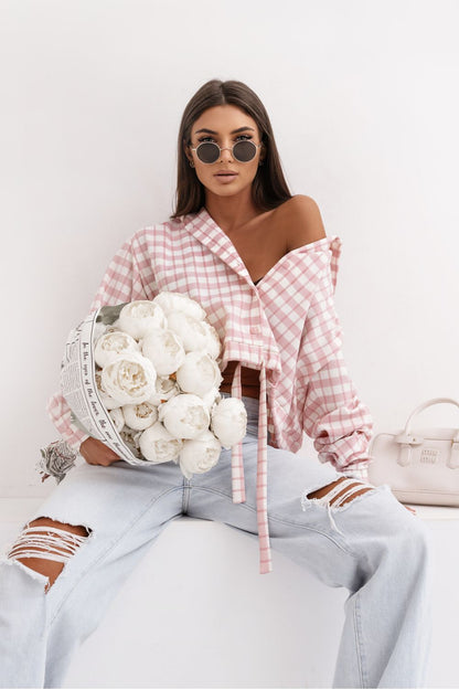   Koszula Damska Model Soho Krata 496878008 Pink/Ecru - LaBalancia 