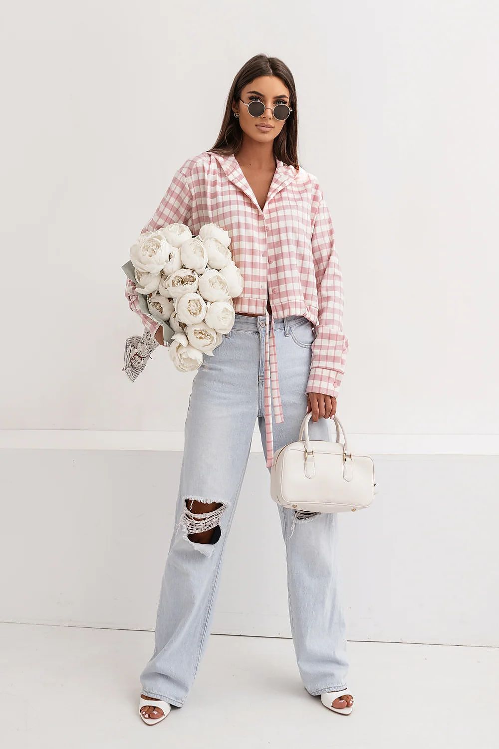   Koszula Damska Model Soho Krata 496878008 Pink/Ecru - LaBalancia 
