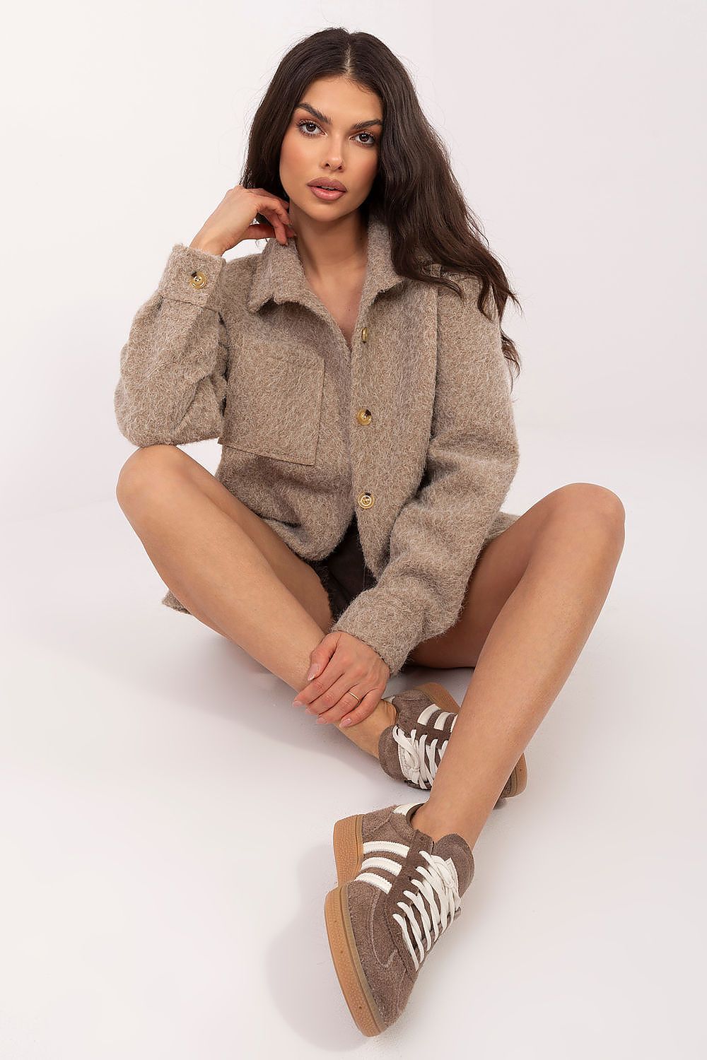   Kurtka Damska Model IT-KR-22292.85 Dark Beige - Rue Paris 