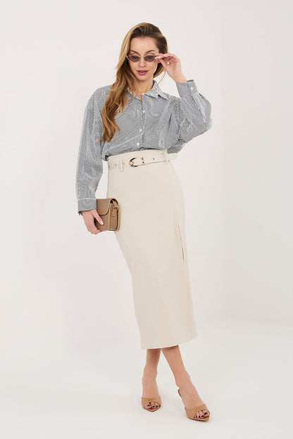  Spódnica Model IT-SD-FL7393-1.16 Light Beige - Rue Paris 