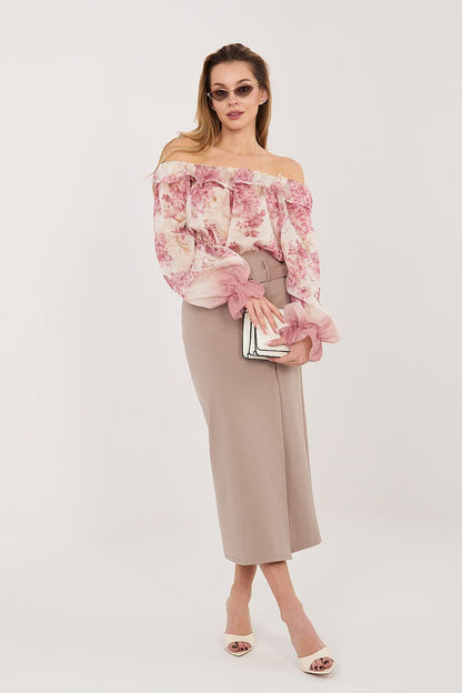  Spódnica Model IT-SD-FL7393-1.16 Dark Beige - Rue Paris 