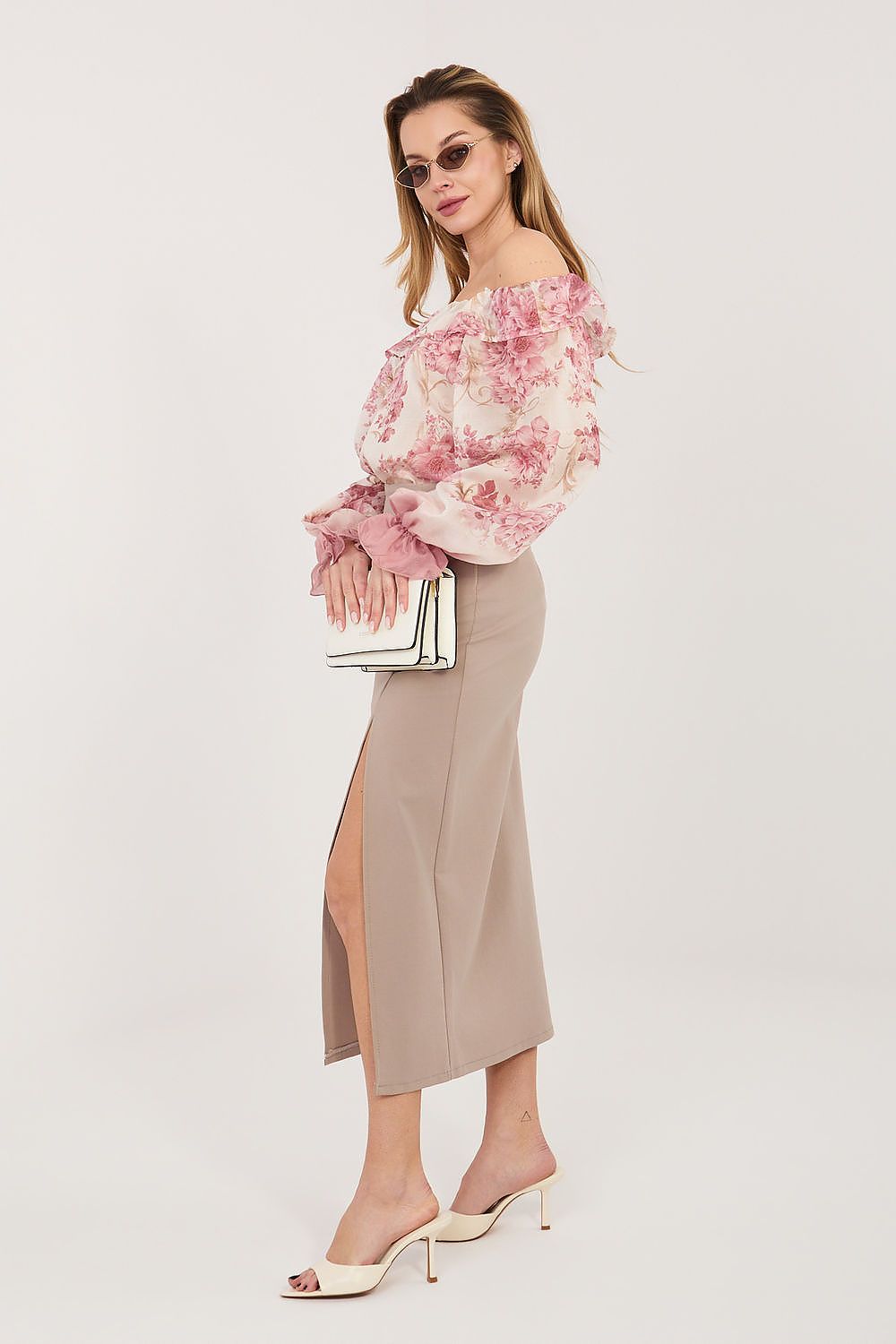  Spódnica Model IT-SD-FL7393-1.16 Dark Beige - Rue Paris 