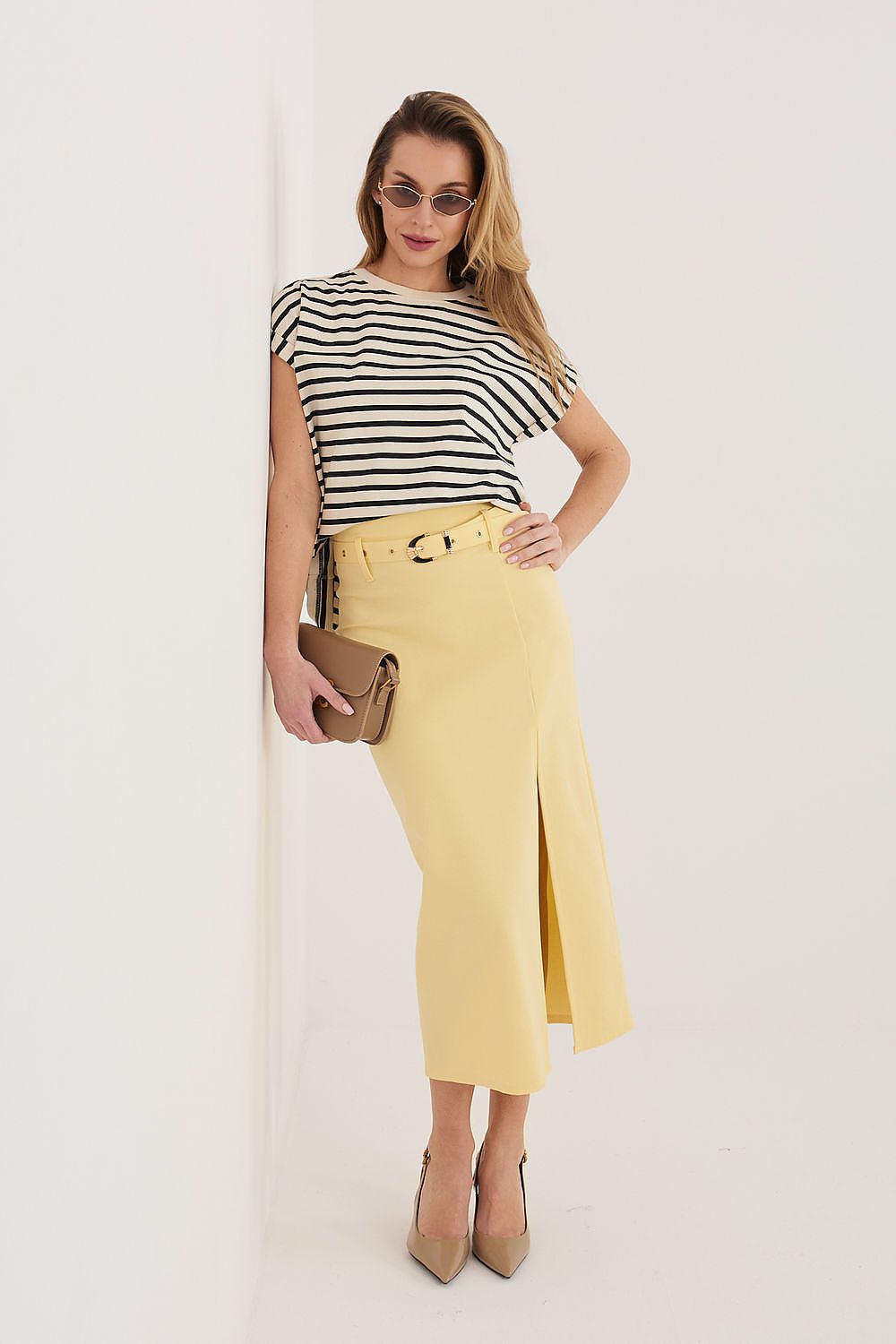  Spódnica Model IT-SD-FL7393-1.16 Light Yellow - Rue Paris 