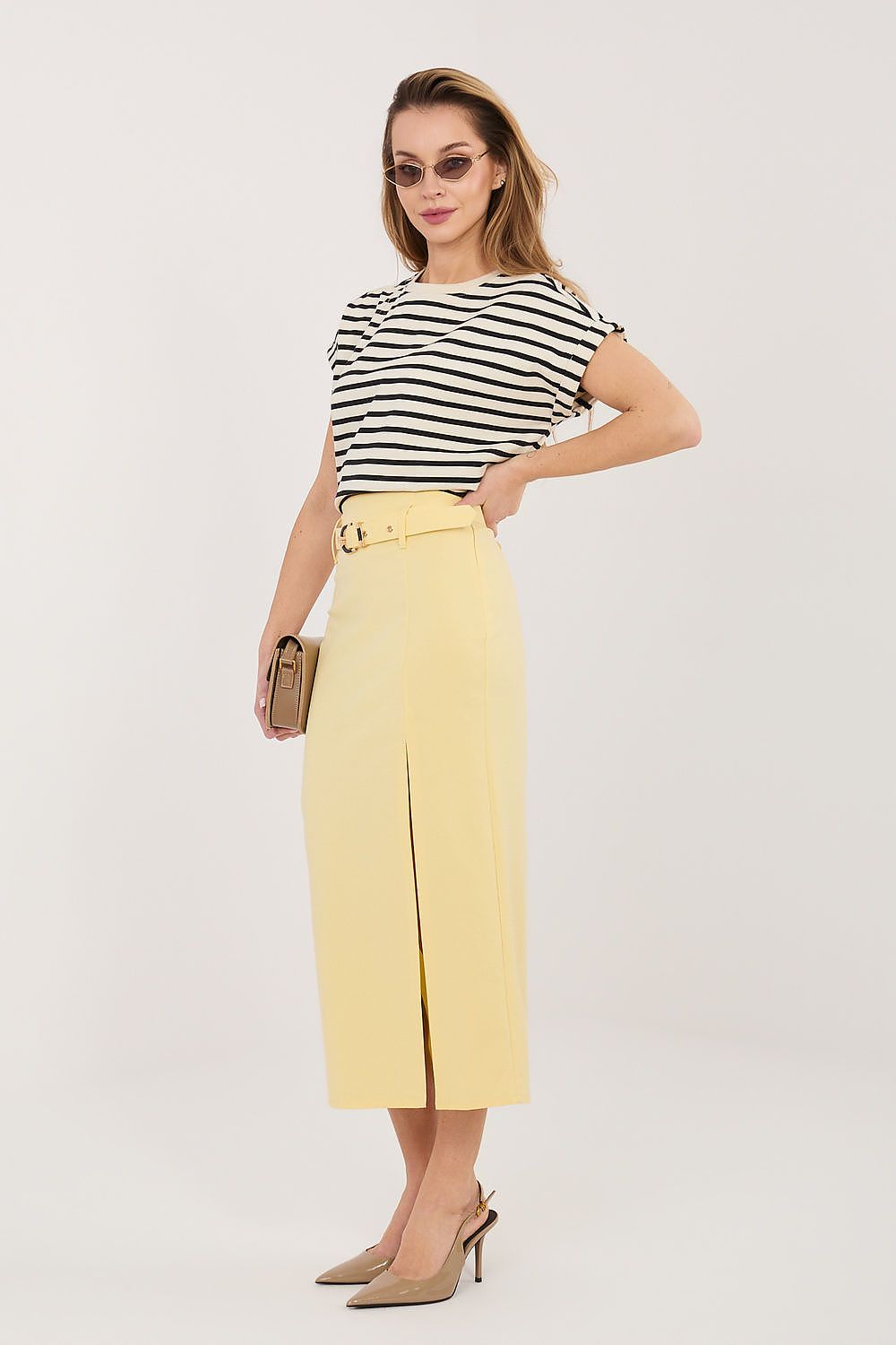  Spódnica Model IT-SD-FL7393-1.16 Light Yellow - Rue Paris 