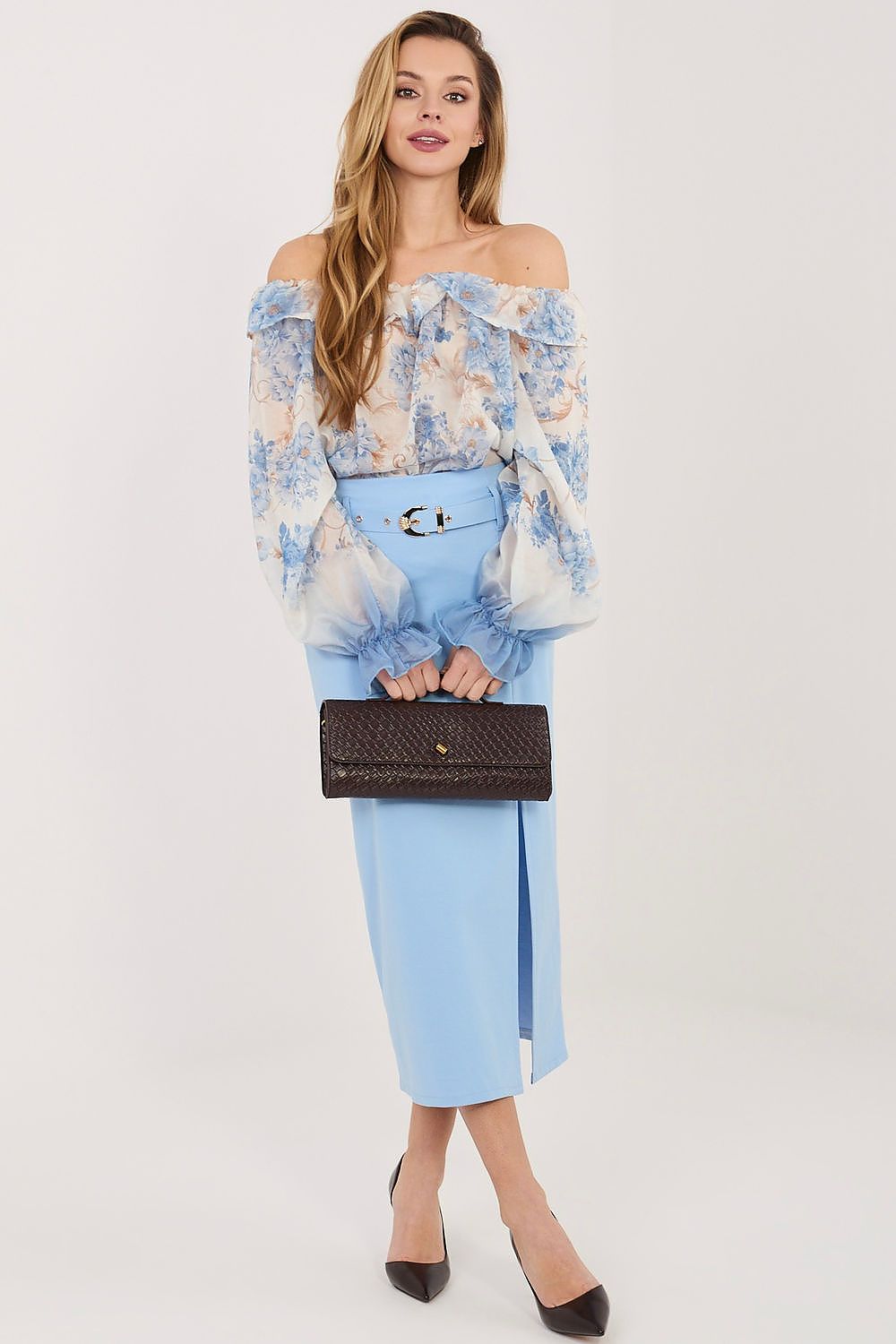  Spódnica Model IT-SD-FL7393-1.16 Light Blue - Rue Paris 