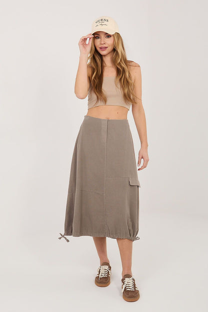  Spódnica Model IT-SD-FL10158.94 Dark Beige - Rue Paris 