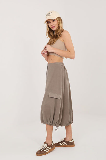  Spódnica Model IT-SD-FL10158.94 Dark Beige - Rue Paris 