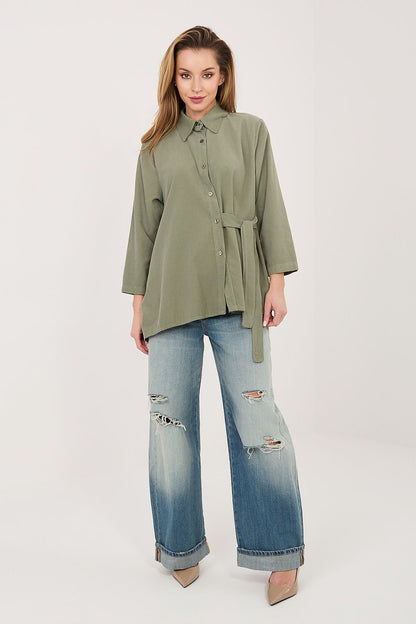   Koszula Damska Model IT-KS-FL10188.27 Khaki - Rue Paris 