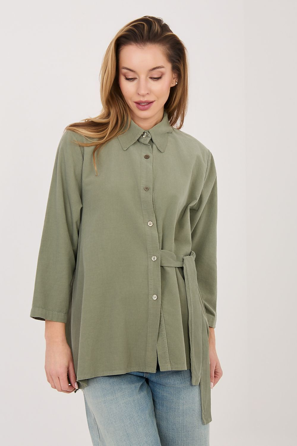   Koszula Damska Model IT-KS-FL10188.27 Khaki - Rue Paris 