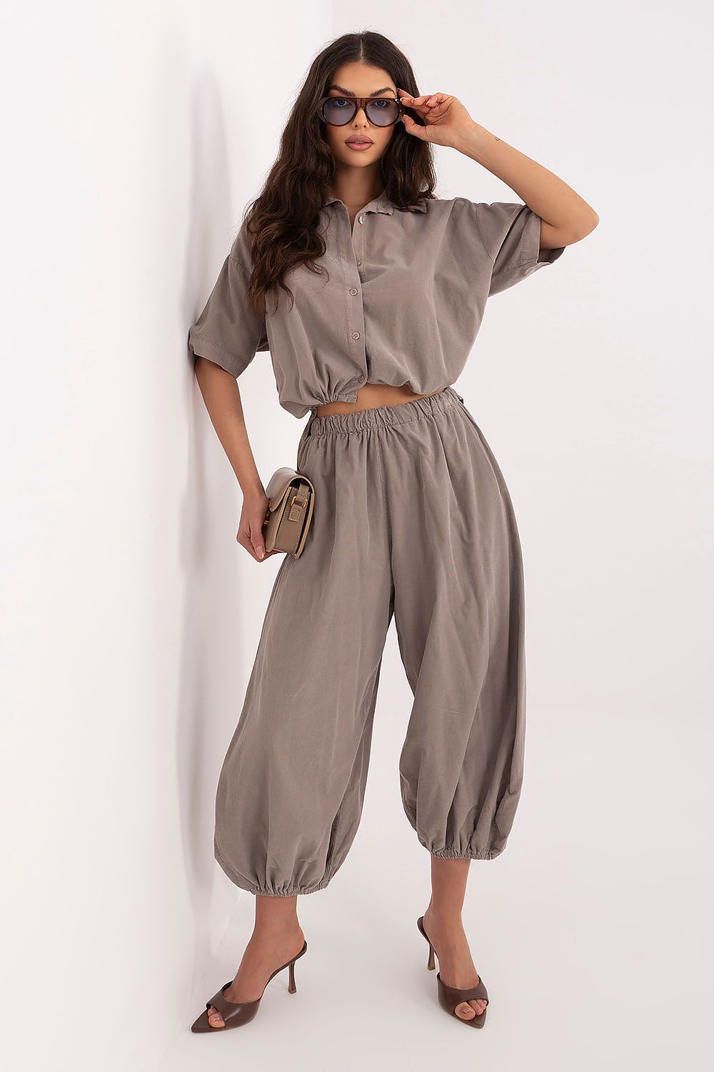   Koszula Damska Model IT-KS-FL10320.12 Dark Beige - Italy Moda 