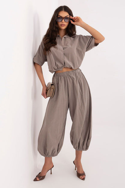   Koszula Damska Model IT-KS-FL10320.12 Dark Beige - Italy Moda 
