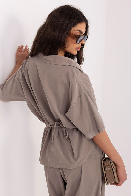   Koszula Damska Model IT-KS-FL10320.12 Dark Beige - Italy Moda 