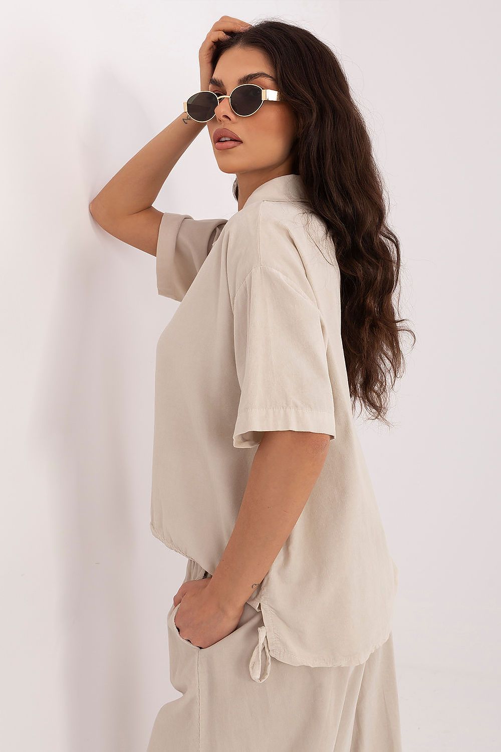   Koszula Damska Model IT-KS-FL10320.12 Beige - Italy Moda 